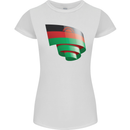 Curled Malawi Flag Malawian Day Football Womens Petite Cut T-Shirt White