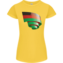 Curled Malawi Flag Malawian Day Football Womens Petite Cut T-Shirt Yellow