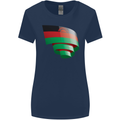 Curled Malawi Flag Malawian Day Football Womens Wider Cut T-Shirt Navy Blue