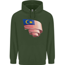 Curled Malaysia Flag Malaysian Day Football Childrens Kids Hoodie Forest Green