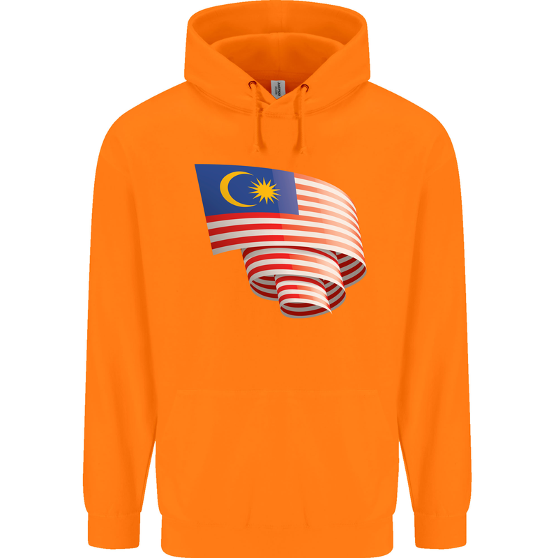 Curled Malaysia Flag Malaysian Day Football Childrens Kids Hoodie Orange