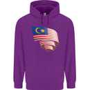 Curled Malaysia Flag Malaysian Day Football Childrens Kids Hoodie Purple