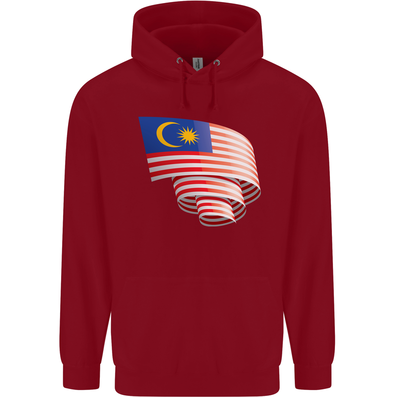 Curled Malaysia Flag Malaysian Day Football Childrens Kids Hoodie Red