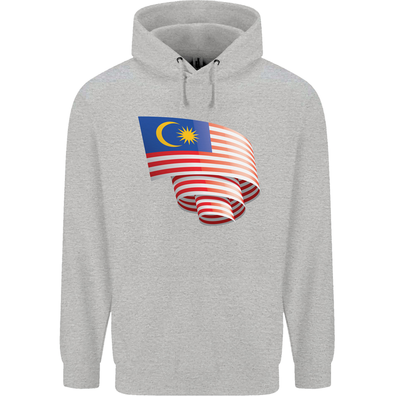 Curled Malaysia Flag Malaysian Day Football Childrens Kids Hoodie Sports Grey
