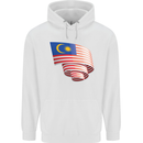 Curled Malaysia Flag Malaysian Day Football Childrens Kids Hoodie White
