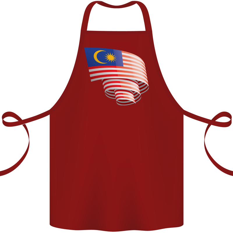 Curled Malaysia Flag Malaysian Day Football Cotton Apron 100% Organic Maroon