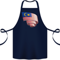 Curled Malaysia Flag Malaysian Day Football Cotton Apron 100% Organic Navy Blue