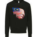 Curled Malaysia Flag Malaysian Day Football Kids Sweatshirt Jumper Black
