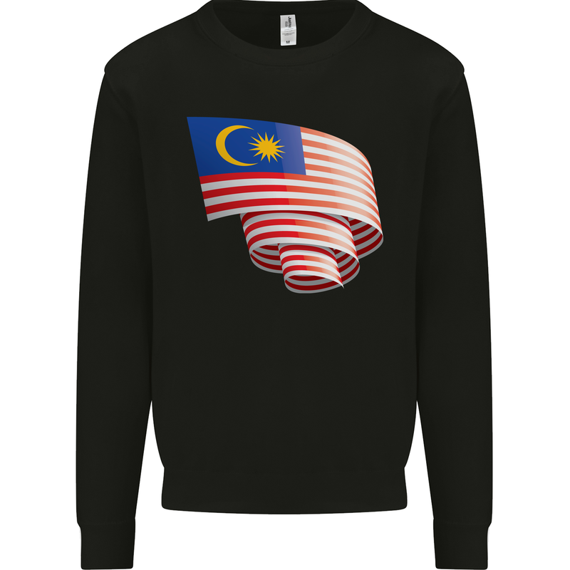 Curled Malaysia Flag Malaysian Day Football Kids Sweatshirt Jumper Black