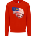 Curled Malaysia Flag Malaysian Day Football Kids Sweatshirt Jumper Bright Red