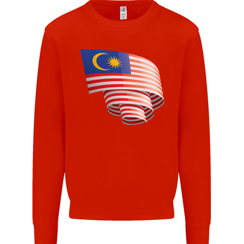 Curled Malaysia Flag Malaysian Day Football Kids Sweatshirt Jumper Bright Red