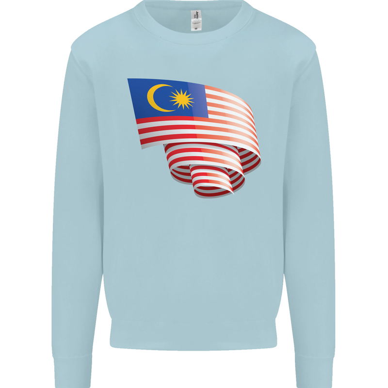 Curled Malaysia Flag Malaysian Day Football Kids Sweatshirt Jumper Light Blue