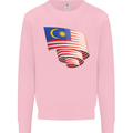 Curled Malaysia Flag Malaysian Day Football Kids Sweatshirt Jumper Light Pink