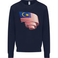 Curled Malaysia Flag Malaysian Day Football Kids Sweatshirt Jumper Navy Blue