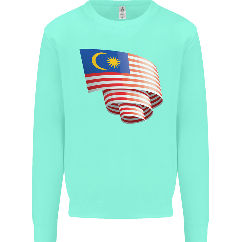Curled Malaysia Flag Malaysian Day Football Kids Sweatshirt Jumper Peppermint