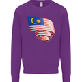 Curled Malaysia Flag Malaysian Day Football Kids Sweatshirt Jumper Purple