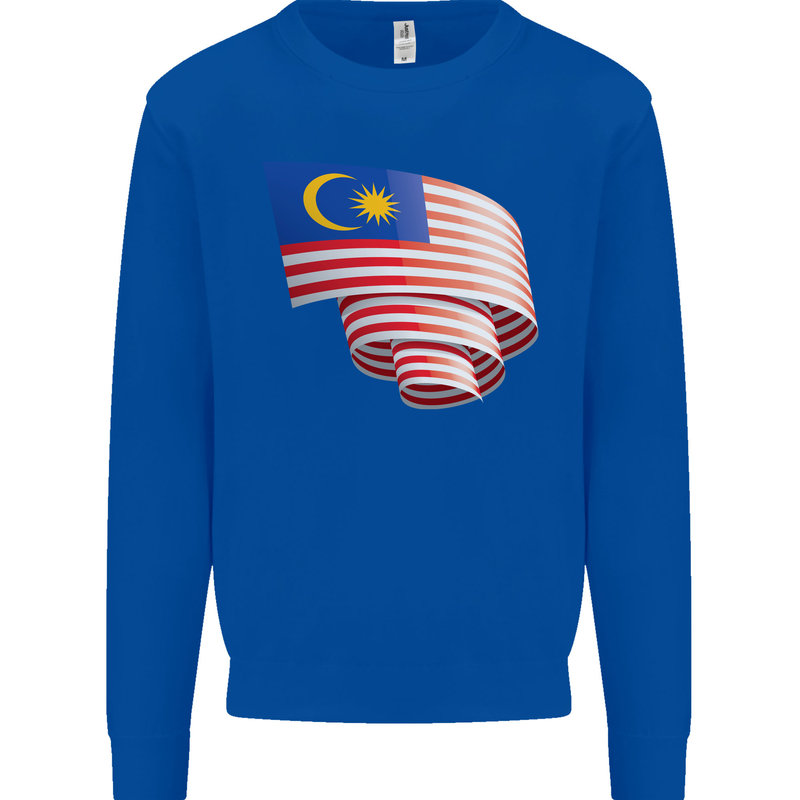 Curled Malaysia Flag Malaysian Day Football Kids Sweatshirt Jumper Royal Blue