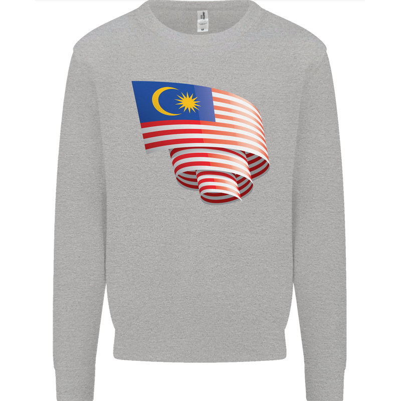 Curled Malaysia Flag Malaysian Day Football Kids Sweatshirt Jumper Sports Grey