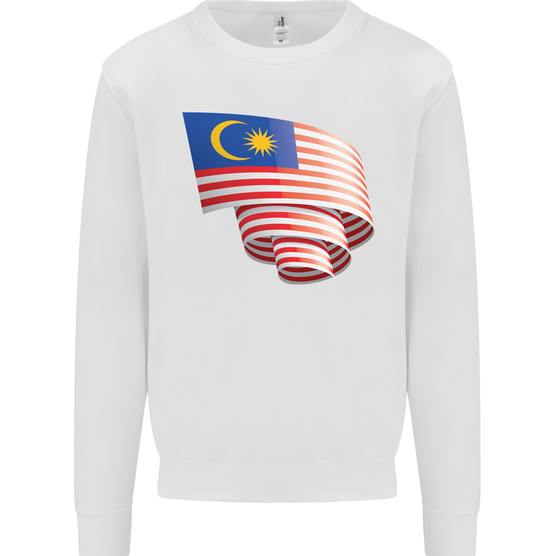 Curled Malaysia Flag Malaysian Day Football Kids Sweatshirt Jumper White
