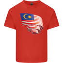 Curled Malaysia Flag Malaysian Day Football Kids T-Shirt Childrens Red