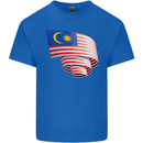 Curled Malaysia Flag Malaysian Day Football Kids T-Shirt Childrens Royal Blue