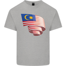 Curled Malaysia Flag Malaysian Day Football Kids T-Shirt Childrens Sports Grey
