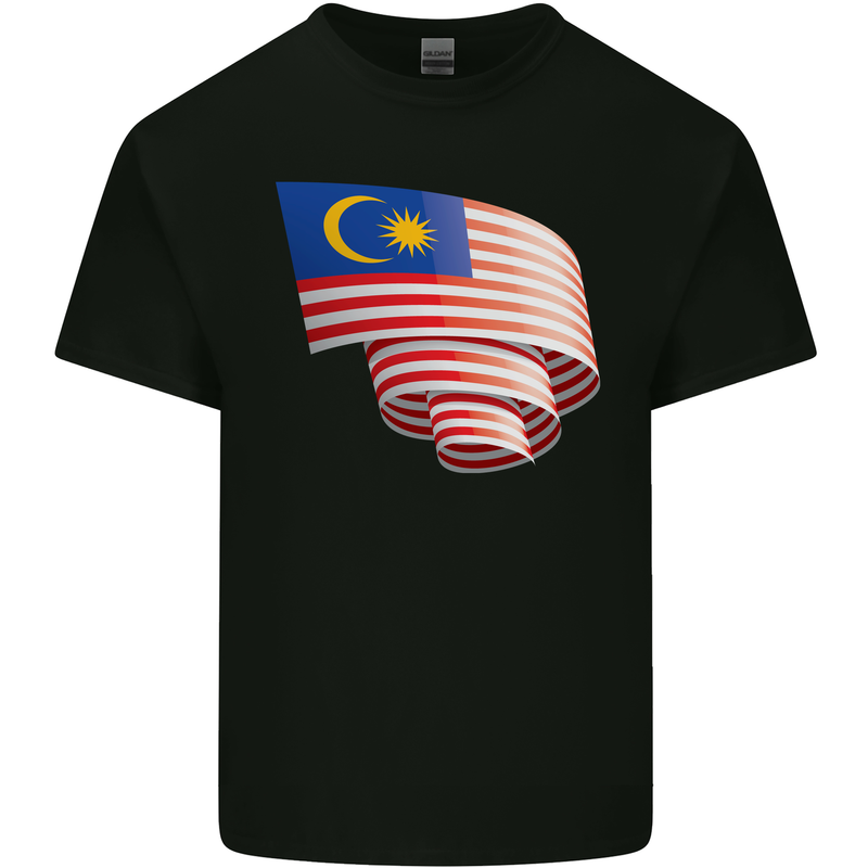 Curled Malaysia Flag Malaysian Day Football Mens Cotton T-Shirt Tee Top Black