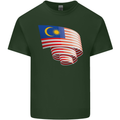 Curled Malaysia Flag Malaysian Day Football Mens Cotton T-Shirt Tee Top Forest Green