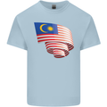Curled Malaysia Flag Malaysian Day Football Mens Cotton T-Shirt Tee Top Light Blue