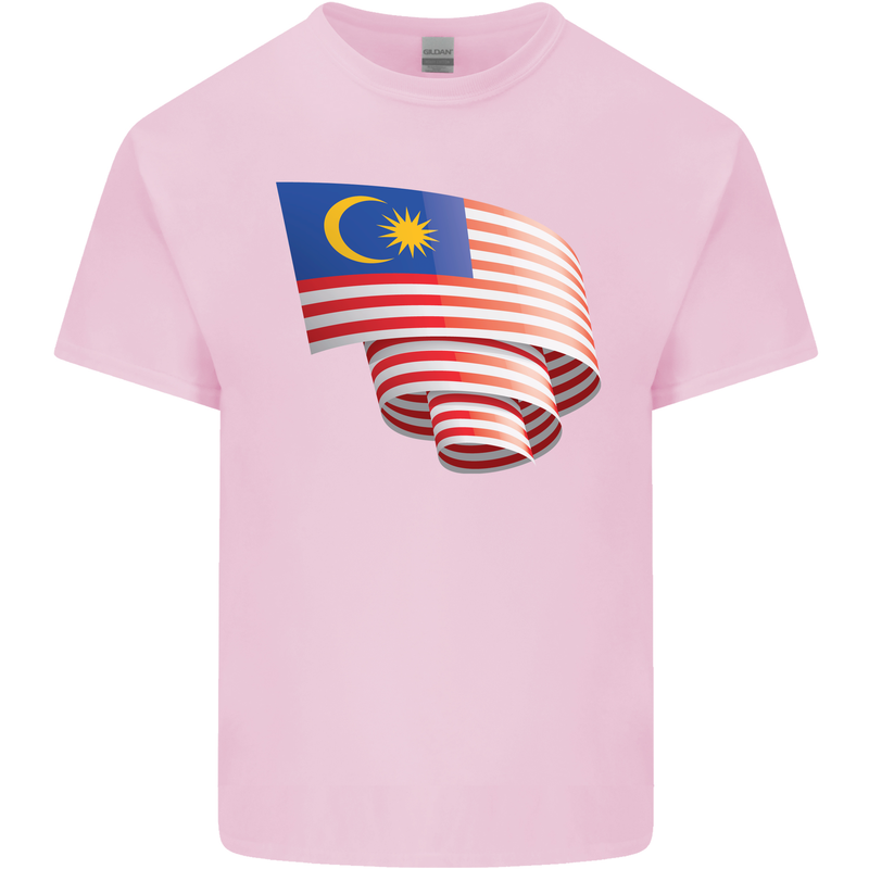 Curled Malaysia Flag Malaysian Day Football Mens Cotton T-Shirt Tee Top Light Pink
