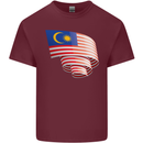 Curled Malaysia Flag Malaysian Day Football Mens Cotton T-Shirt Tee Top Maroon