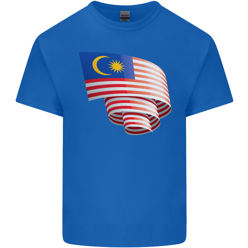 Curled Malaysia Flag Malaysian Day Football Mens Cotton T-Shirt Tee Top Royal Blue
