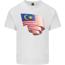 Curled Malaysia Flag Malaysian Day Football Mens Cotton T-Shirt Tee Top White