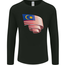 Curled Malaysia Flag Malaysian Day Football Mens Long Sleeve T-Shirt Black