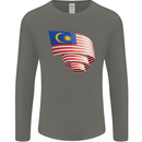Curled Malaysia Flag Malaysian Day Football Mens Long Sleeve T-Shirt Charcoal