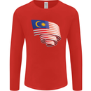 Curled Malaysia Flag Malaysian Day Football Mens Long Sleeve T-Shirt Red