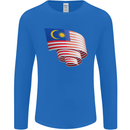 Curled Malaysia Flag Malaysian Day Football Mens Long Sleeve T-Shirt Royal Blue