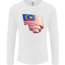 Curled Malaysia Flag Malaysian Day Football Mens Long Sleeve T-Shirt White
