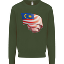Curled Malaysia Flag Malaysian Day Football Mens Sweatshirt Jumper Forest Green