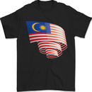 Curled Malaysia Flag Malaysian Day Football Mens T-Shirt 100% Cotton Black