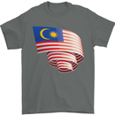 Curled Malaysia Flag Malaysian Day Football Mens T-Shirt 100% Cotton Charcoal