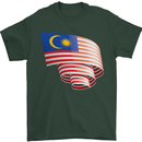 Curled Malaysia Flag Malaysian Day Football Mens T-Shirt 100% Cotton Forest Green