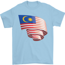 Curled Malaysia Flag Malaysian Day Football Mens T-Shirt 100% Cotton Light Blue