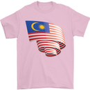 Curled Malaysia Flag Malaysian Day Football Mens T-Shirt 100% Cotton Light Pink