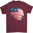 Curled Malaysia Flag Malaysian Day Football Mens T-Shirt 100% Cotton Maroon