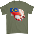Curled Malaysia Flag Malaysian Day Football Mens T-Shirt 100% Cotton Military Green