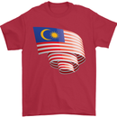 Curled Malaysia Flag Malaysian Day Football Mens T-Shirt 100% Cotton Red
