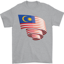 Curled Malaysia Flag Malaysian Day Football Mens T-Shirt 100% Cotton Sports Grey