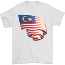 Curled Malaysia Flag Malaysian Day Football Mens T-Shirt 100% Cotton White