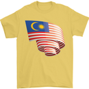 Curled Malaysia Flag Malaysian Day Football Mens T-Shirt 100% Cotton Yellow